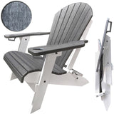 grey polywood folding adirondack chair with built in cupholders