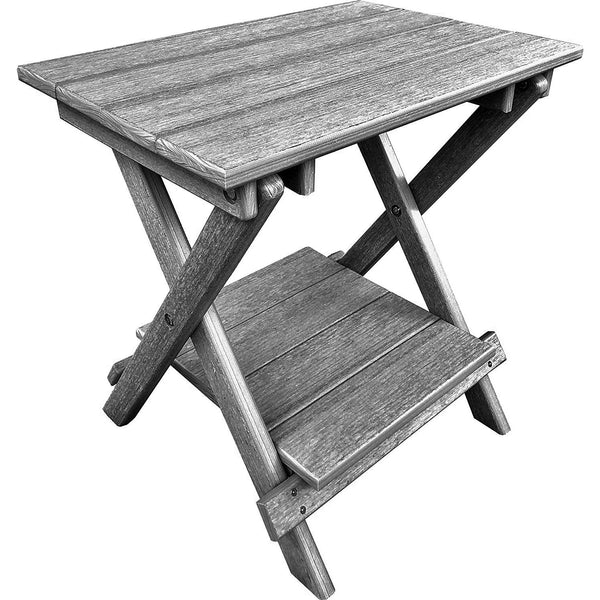 polywood folding end table with removable serving tray in driftwood grey