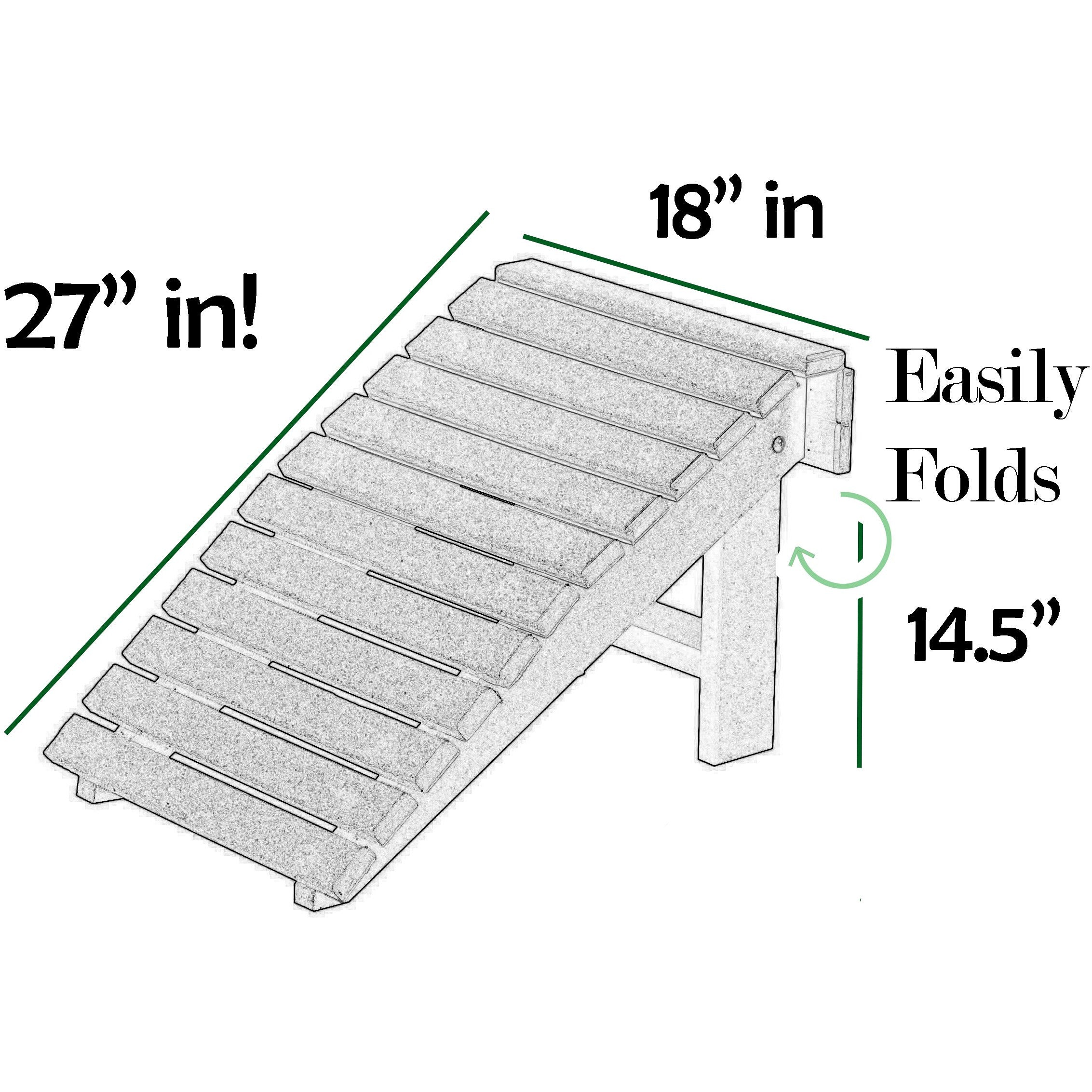 DuraWeather Poly&reg; Universal Folding Ottoman Footrest - Ships Fully Assembled