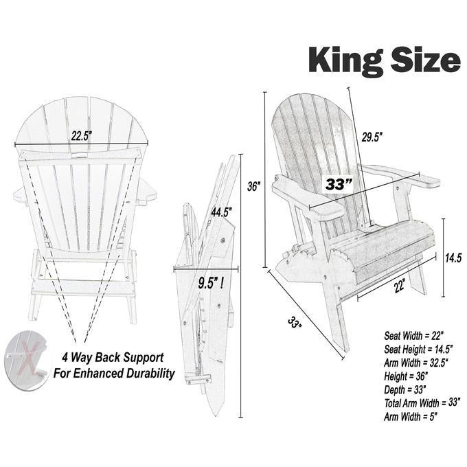 DURAWEATHER POLY® Folding Adirondack Chairs King Size Signature Series