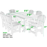 7 pc. Plantation 72x44" Inch Rectangular Table Dining Set