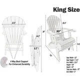 DuraWeather Poly&reg; King Size Folding Adirondack Chair - Exclusive Wood Grain Poly-resin -(Driftwood Grey on White)
