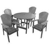 QUICK SHIP - DuraWeather Poly&reg; 5 pc. Classic 40" Inch Round Table Adirondack Dining Set