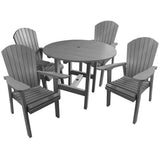 QUICK SHIP - DuraWeather Poly&reg; 5 pc. Classic 40" Inch Round Table Adirondack Dining Set
