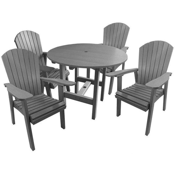 QUICK SHIP - DuraWeather Poly&reg; 5 pc. Classic 40" Inch Round Table Adirondack Dining Set