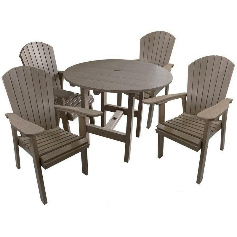 QUICK SHIP - DuraWeather Poly&reg; 5 pc. Classic 40" Inch Round Table Adirondack Dining Set