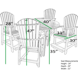 DuraWeather Poly&reg; 5 pc. 40"rd Classic Adirondack Counter Set - Quick Ship