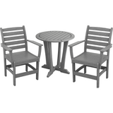 three piece driftwood grey countryside bistro set poly patio furniture
