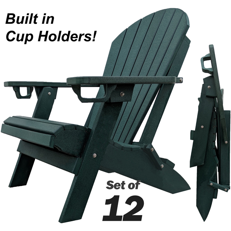 green polywood folding adirondack chair