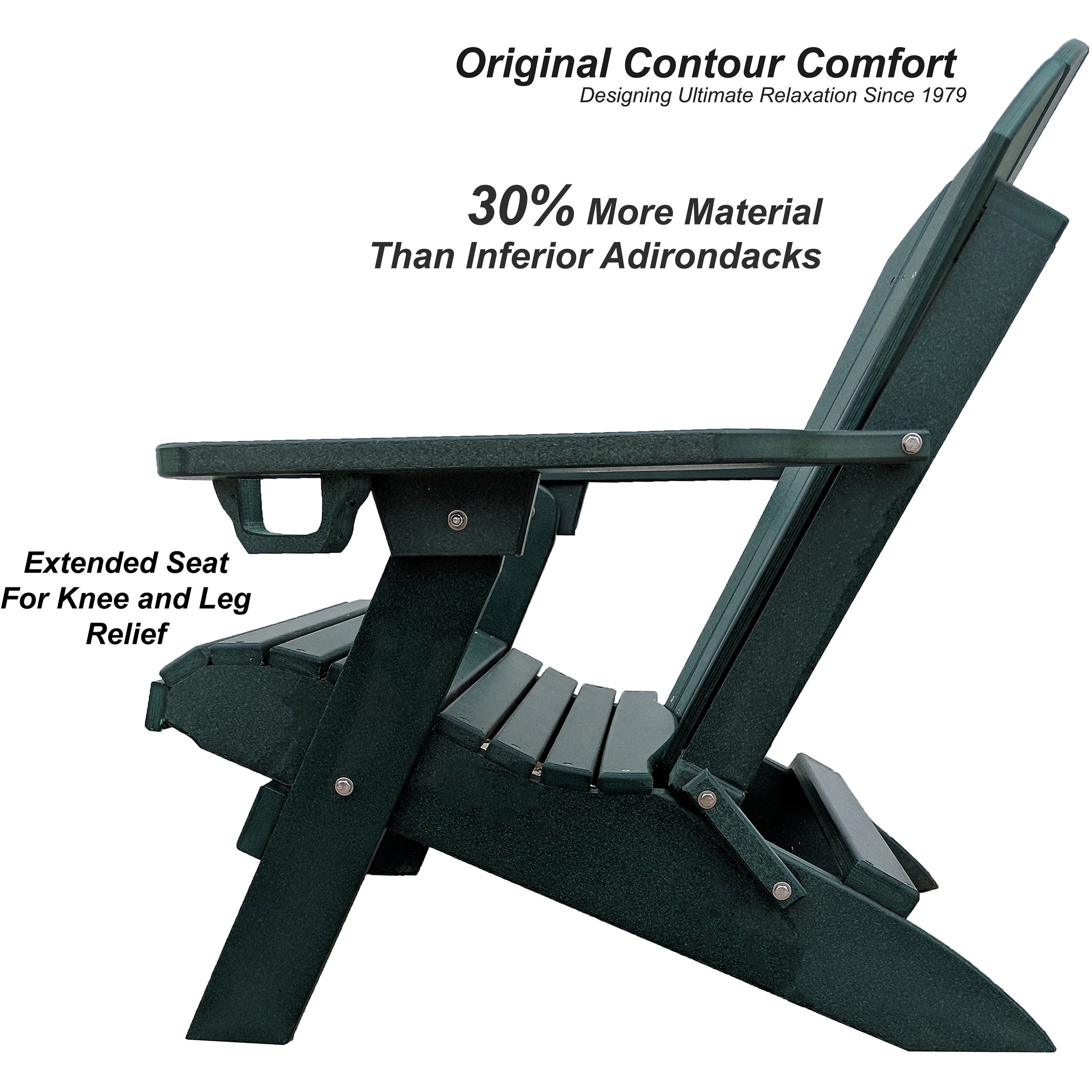 DuraWeather Poly&reg; King Size Folding Adirondack Chair with Built-in Cup Holders