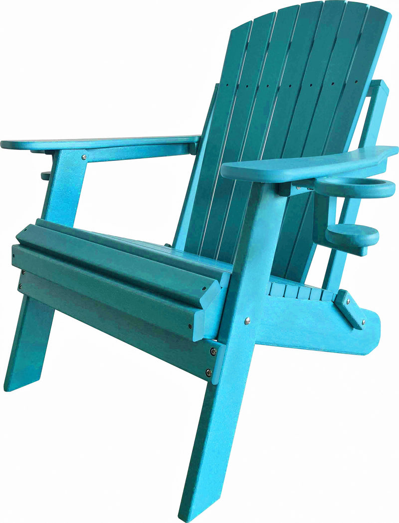 Polywood Folding Adirondack Chair All-Weather Poly in Aruba Teal Blue by DuraWeather
