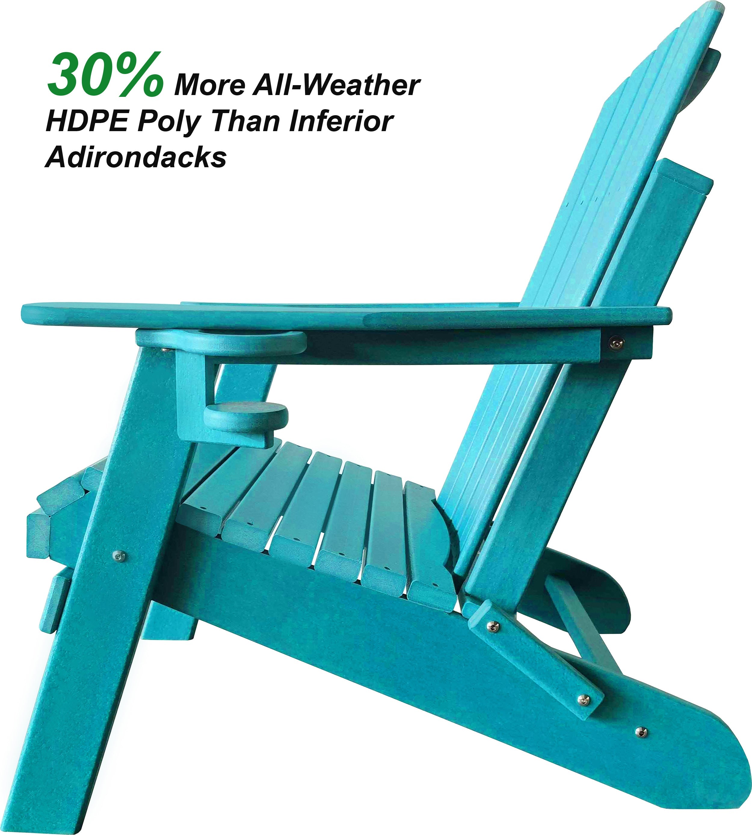 Polywood Folding Adirondack Chair All-Weather Poly in Aruba Teal Blue by DuraWeather