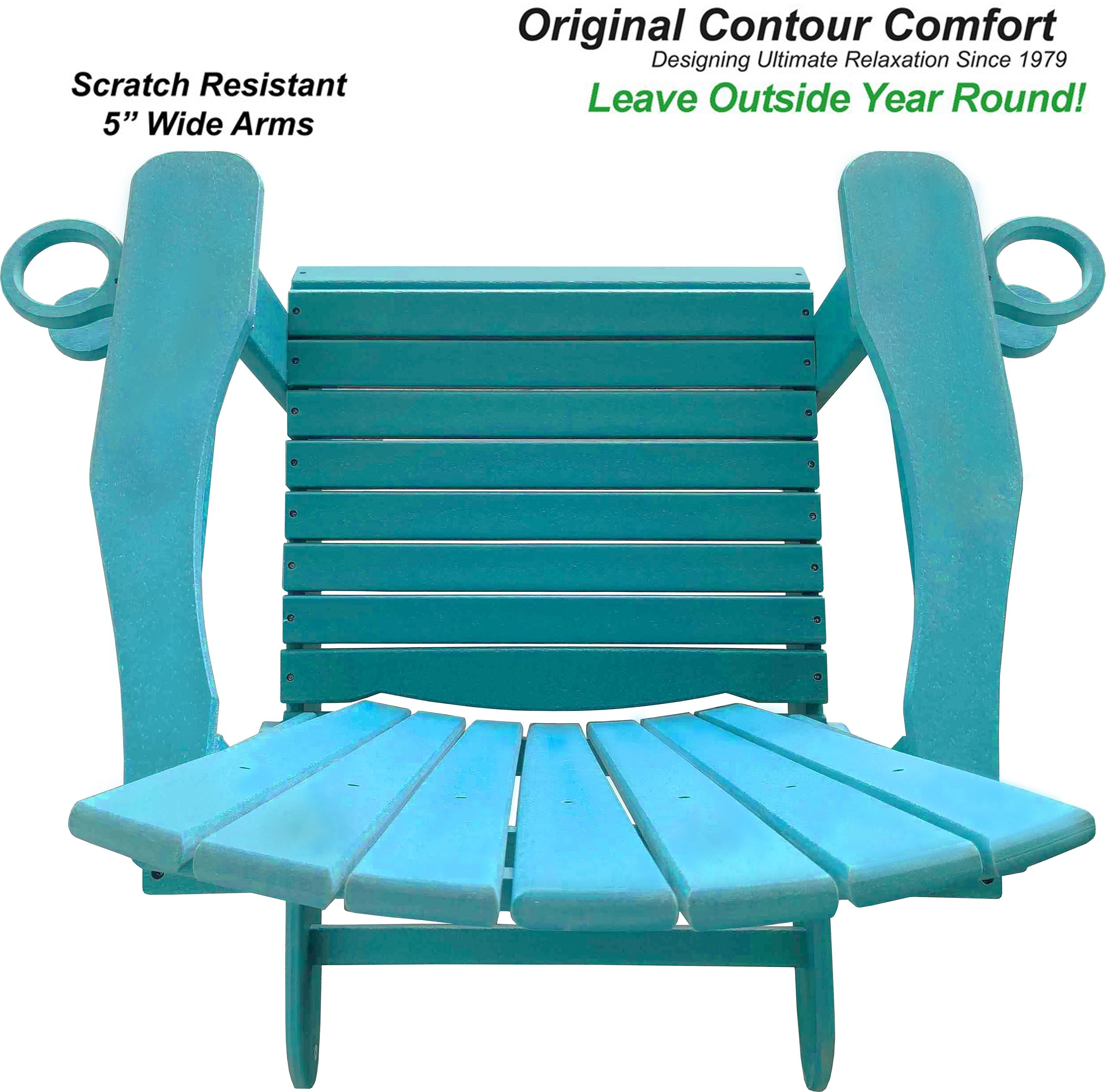 Polywood Folding Adirondack Chair All-Weather Poly in Aruba Teal Blue by DuraWeather