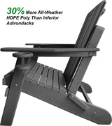 Polywood Folding Adirondack Chair All-Weather Poly in Grey DuraWeather