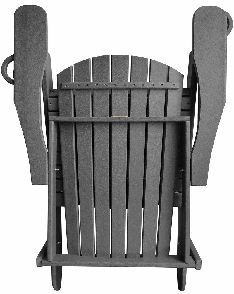 Polywood Folding Adirondack Chair All-Weather Poly in Grey DuraWeather