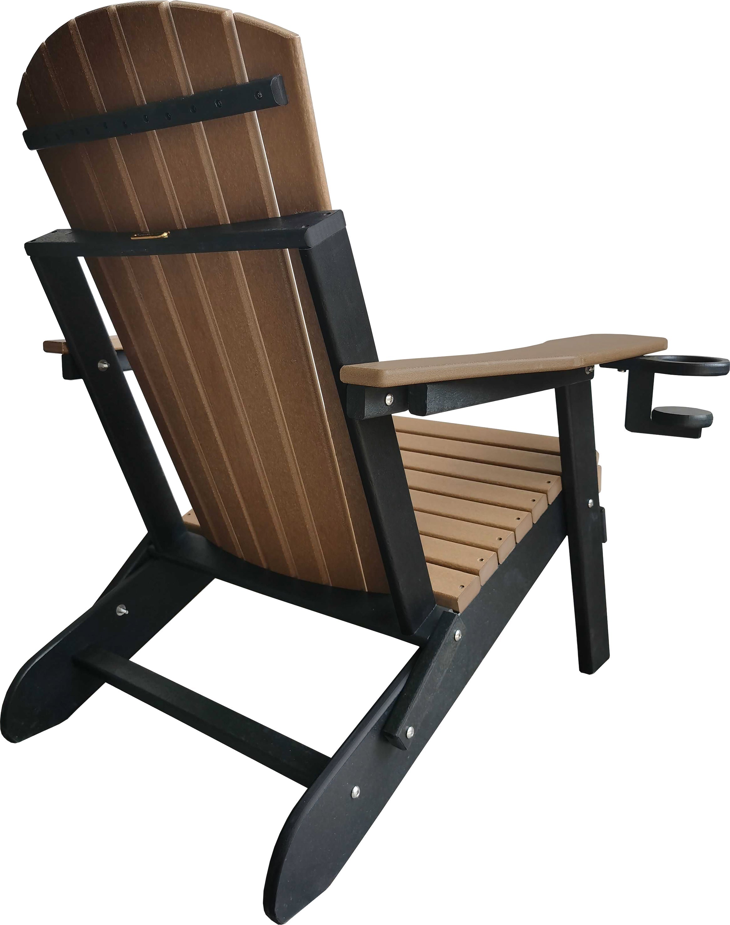 Polywood Folding Adirondack Chair All-Weather Poly in Mahogany on Black by DuraWeather