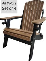 Polywood Folding Adirondack Chair All-Weather Poly in Mahogany Brown on Black by DuraWeather