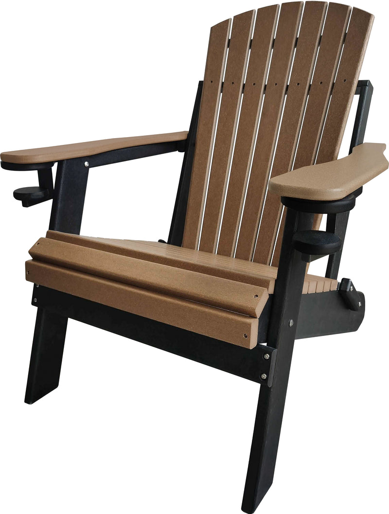 QUICK SHIP - DuraWeather Poly&reg; King Size Folding Adirondack Chair With Collapsible Cup Holders
