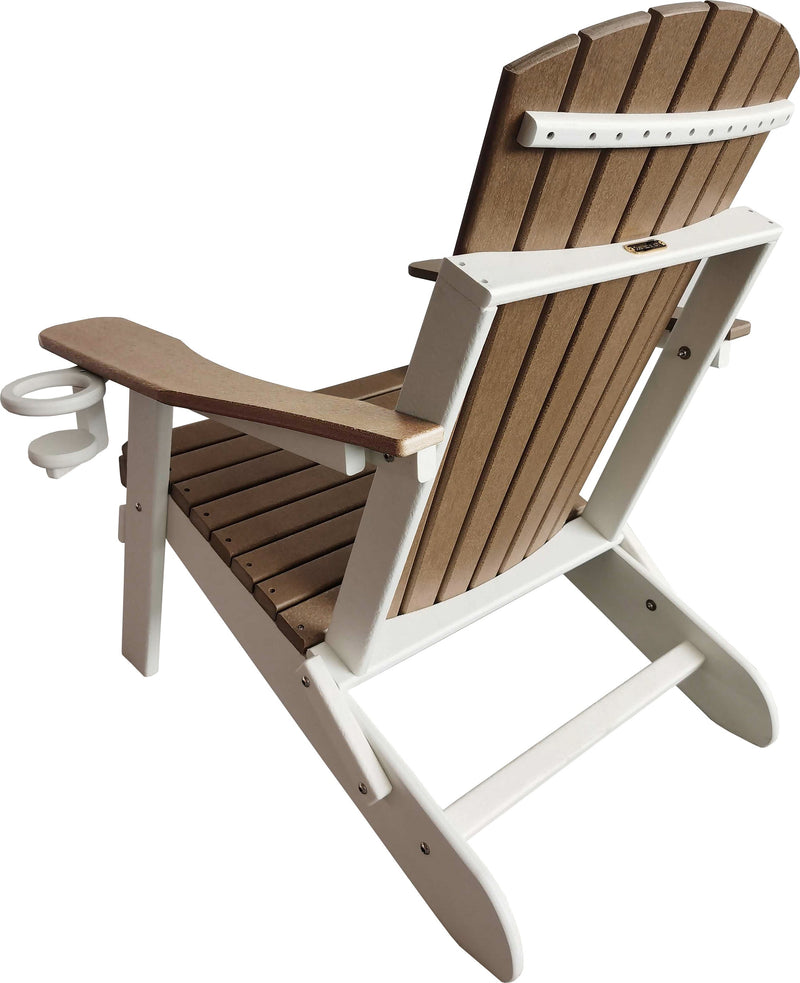 Poly Folding Adirondack Chair All-Weather Poly in Mahogany on White by DuraWeather Polywood
