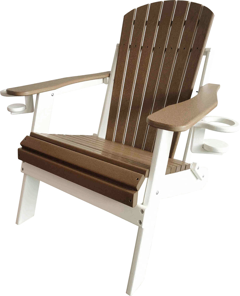Polywood Folding Adirondack Chair All-Weather Poly in Mahogany on White by DuraWeather