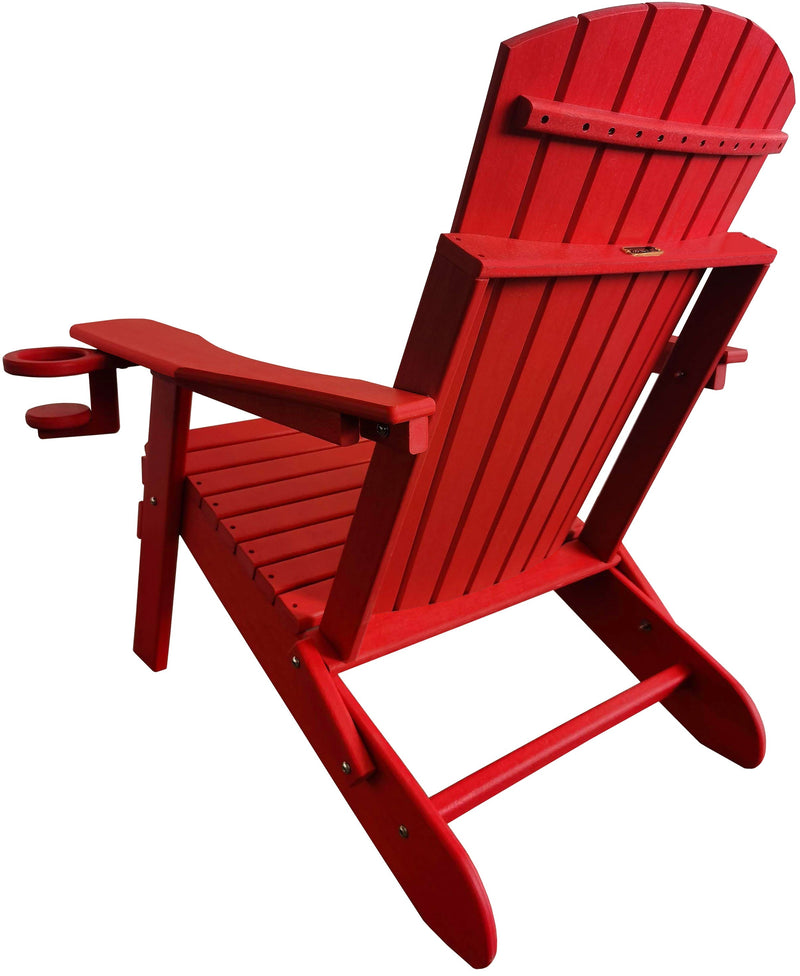 Polywood Folding Adirondack Chair With Cupholders in Red DuraWeather