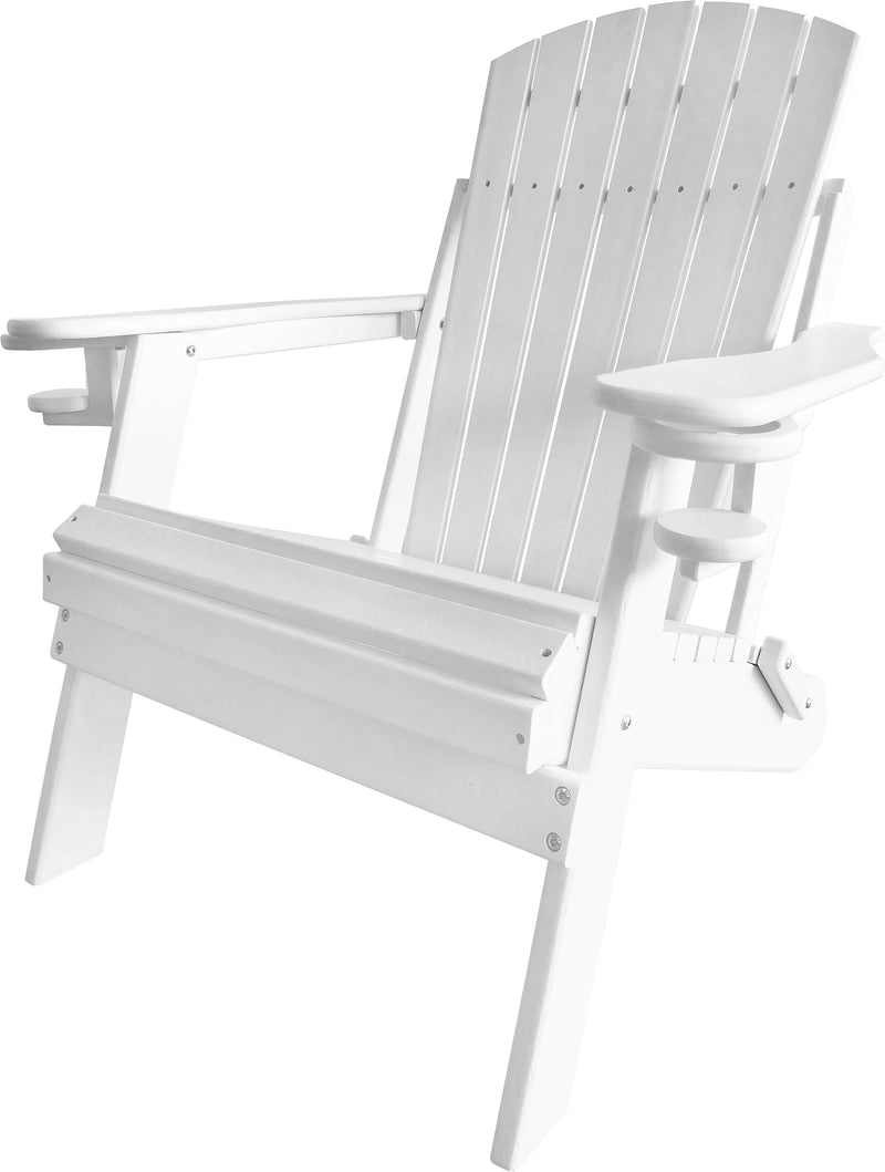 QUICK SHIP - DuraWeather Poly&reg; King Size Folding Adirondack Chair With Collapsible Cup Holders