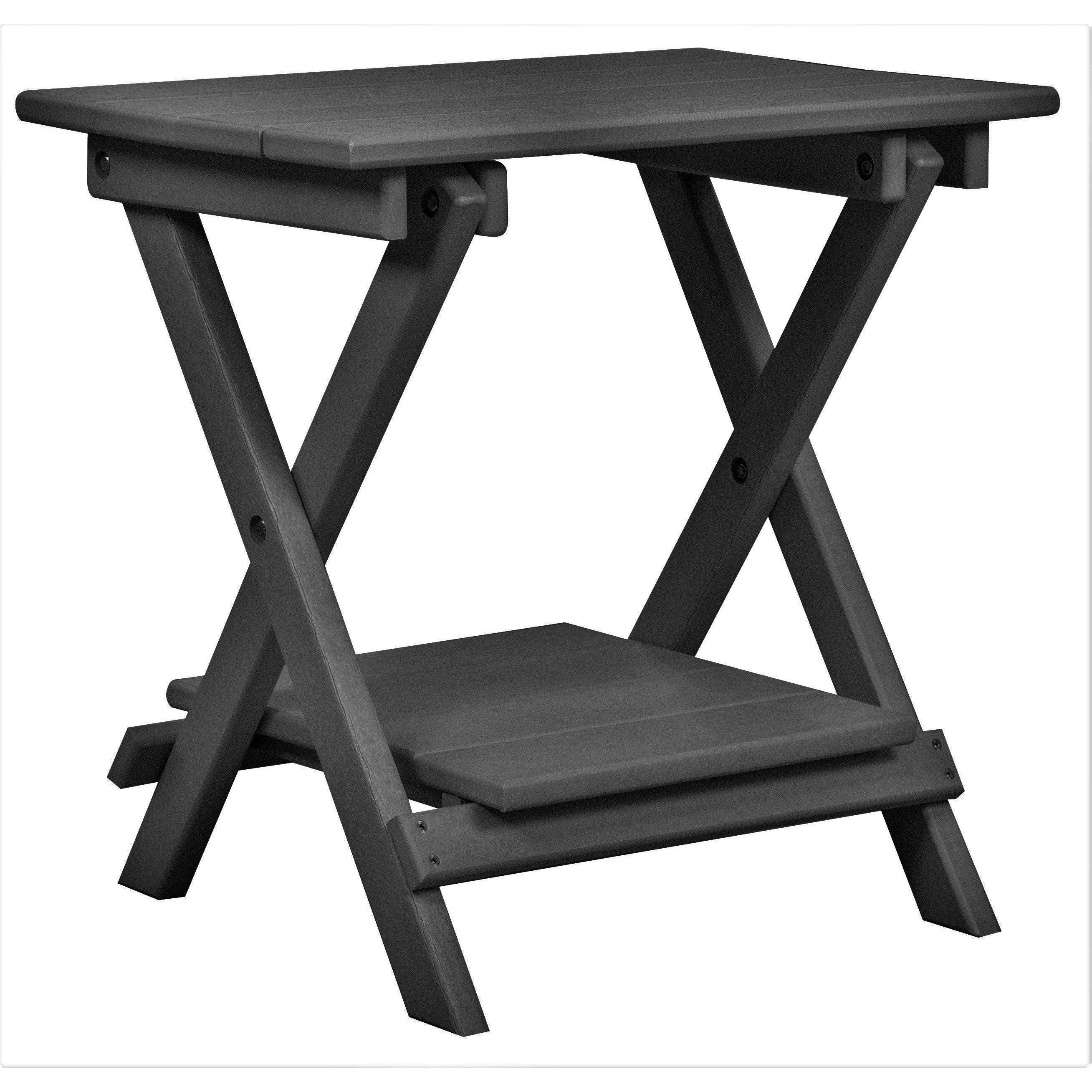 light grey duraweather folding end table with removeable serving tray all weather poly wood