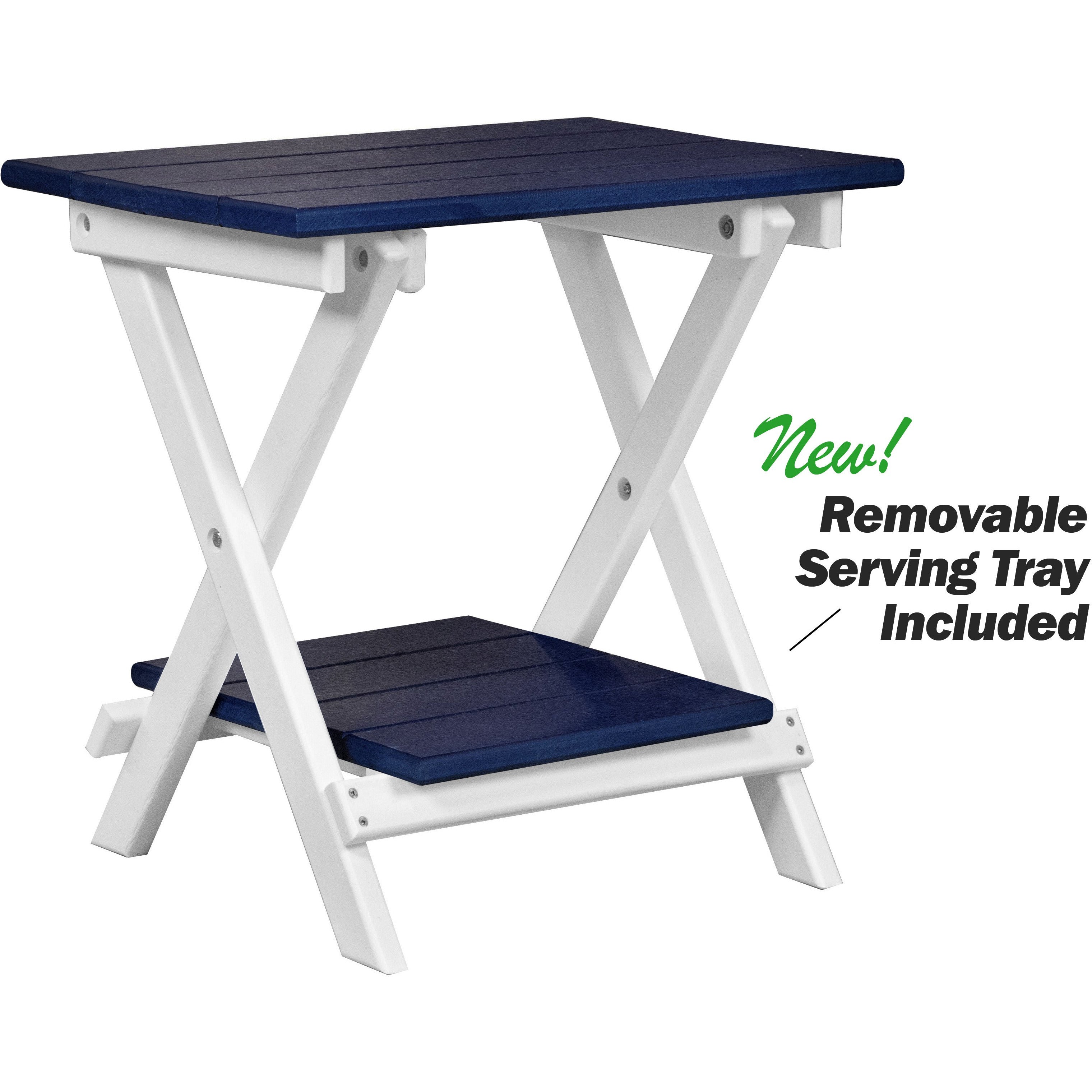 navy poly wood folding tea table