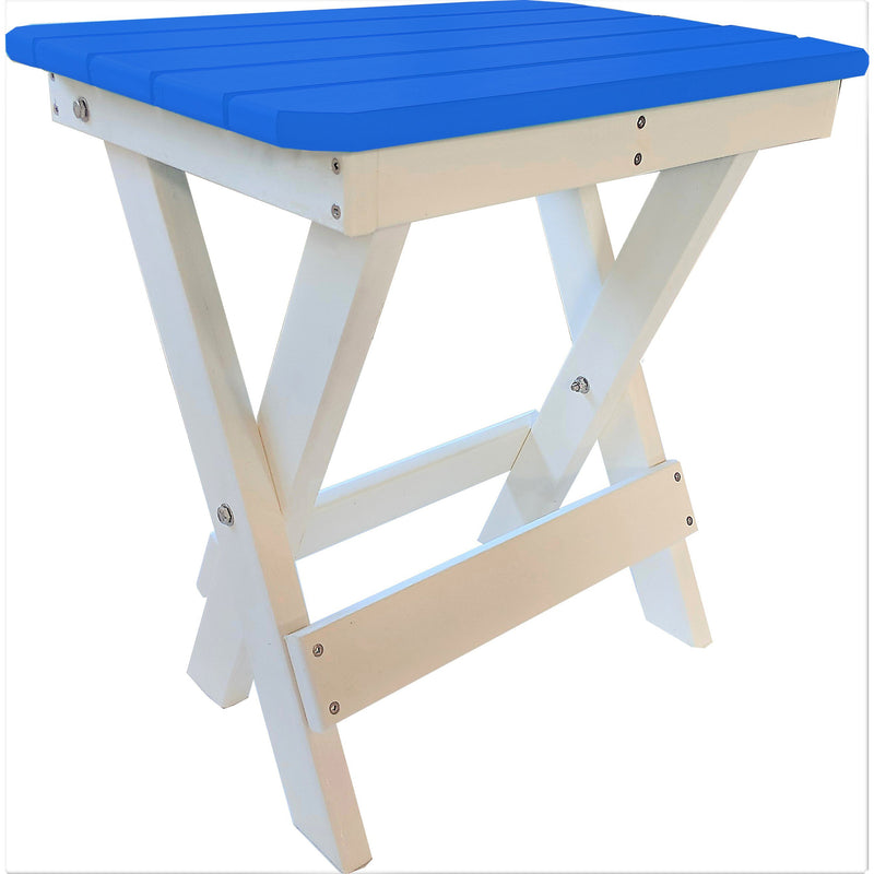 blue polywood folding end table