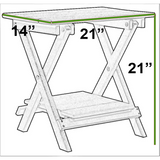 DuraWeather Poly&reg; Folding Deluxe End Table w/ Removable Tray - (21"L x 14"W x  21"H inches) Ships Fully Assembled