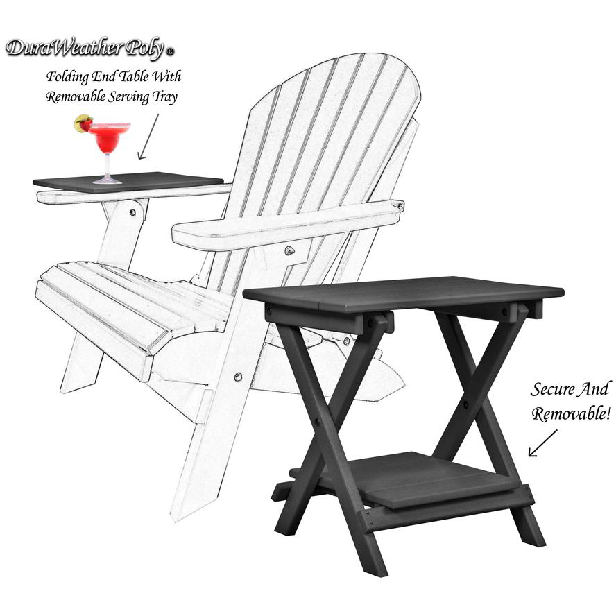 DURAWEATHER POLY® Set of 4 Folding Adirondack Chairs King Size - 4 Folding Ottomans and 2 Folding Side Tables