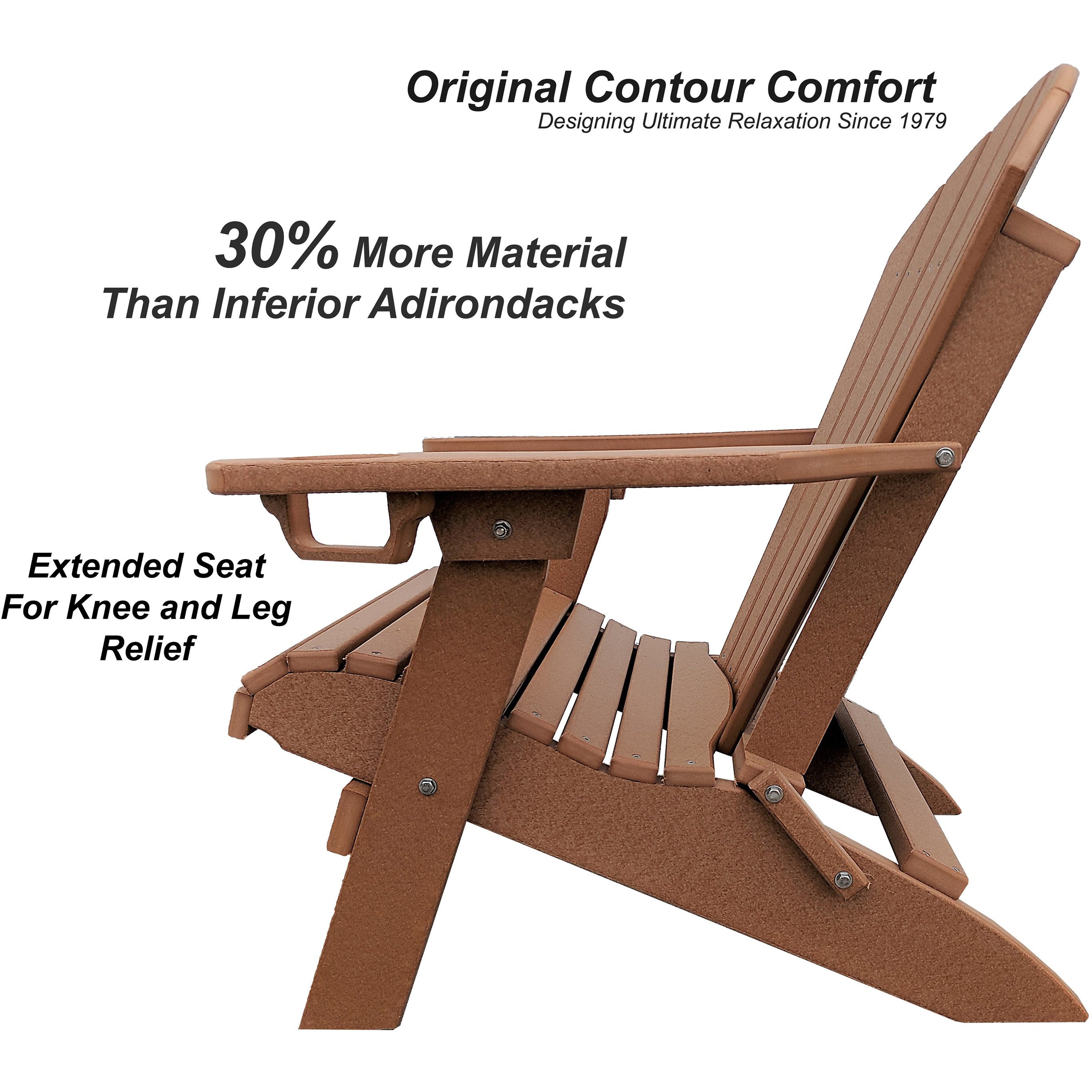 DuraWeather Poly&reg; King Size Folding Adirondack Chair with Built-in Cup Holders