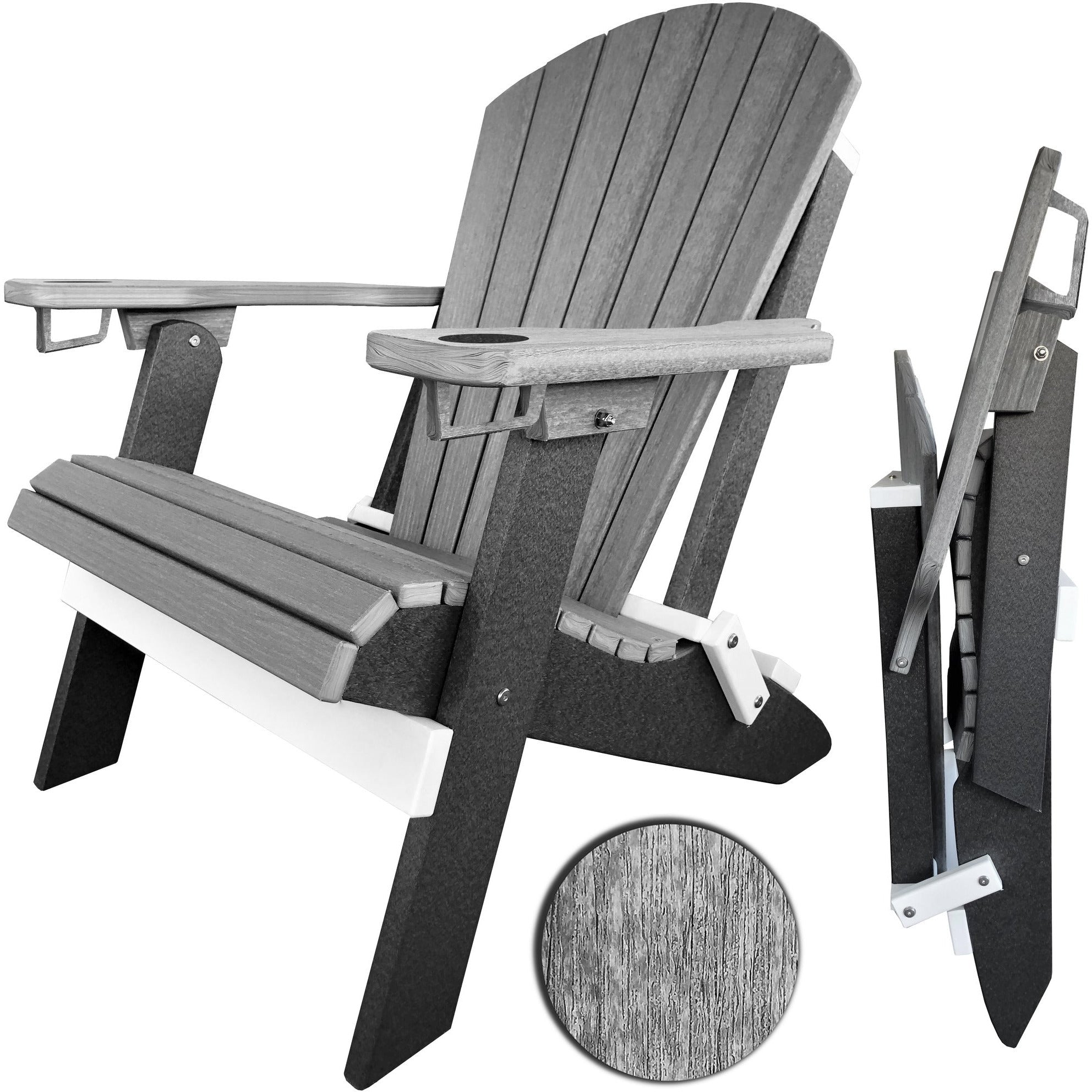 DURAWEATHER POLY® Set of 6 Signature Series Folding Adirondack Chairs With Built In Cup Holders King Size