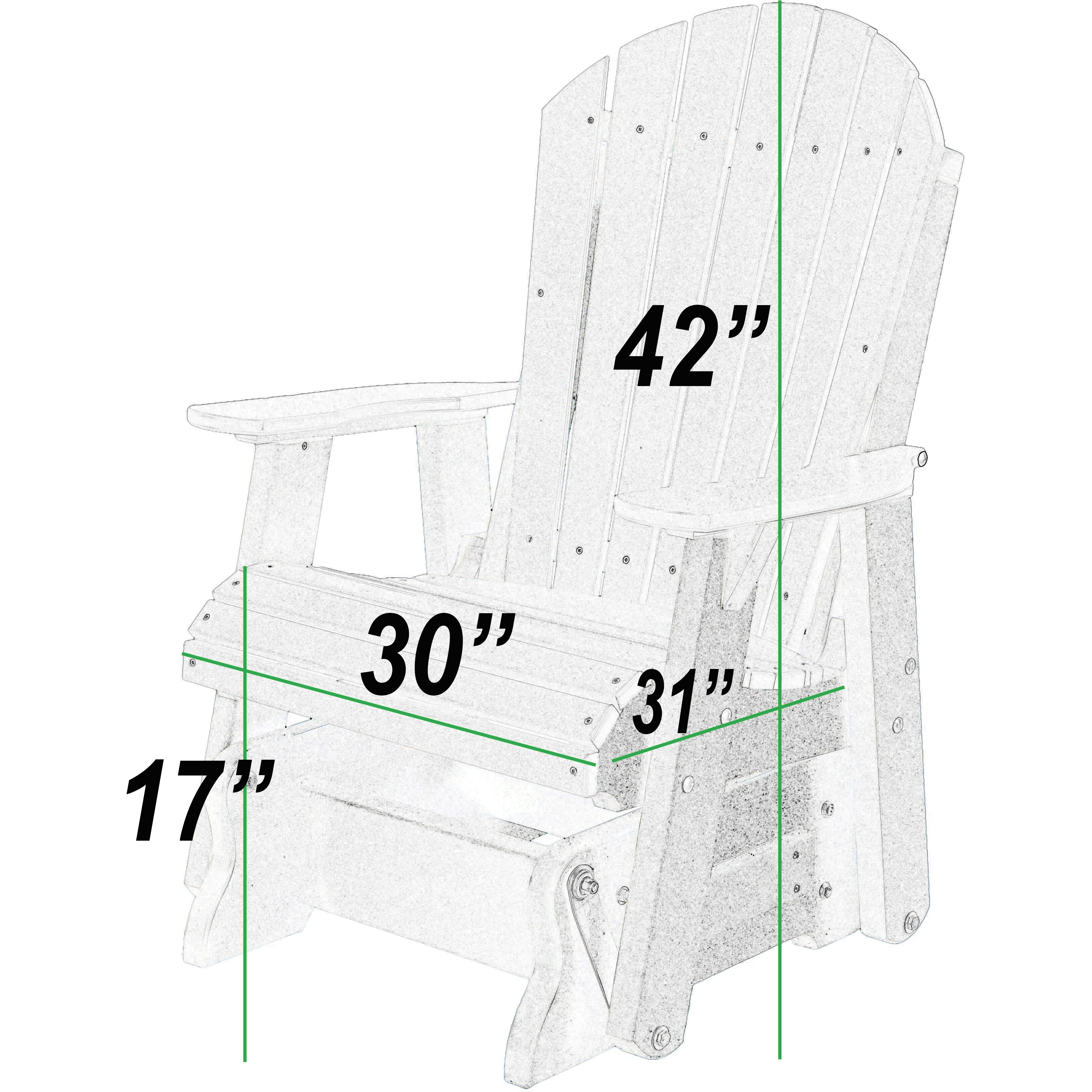 Set of 4 DuraWeather Poly Adirondack Single Gliders