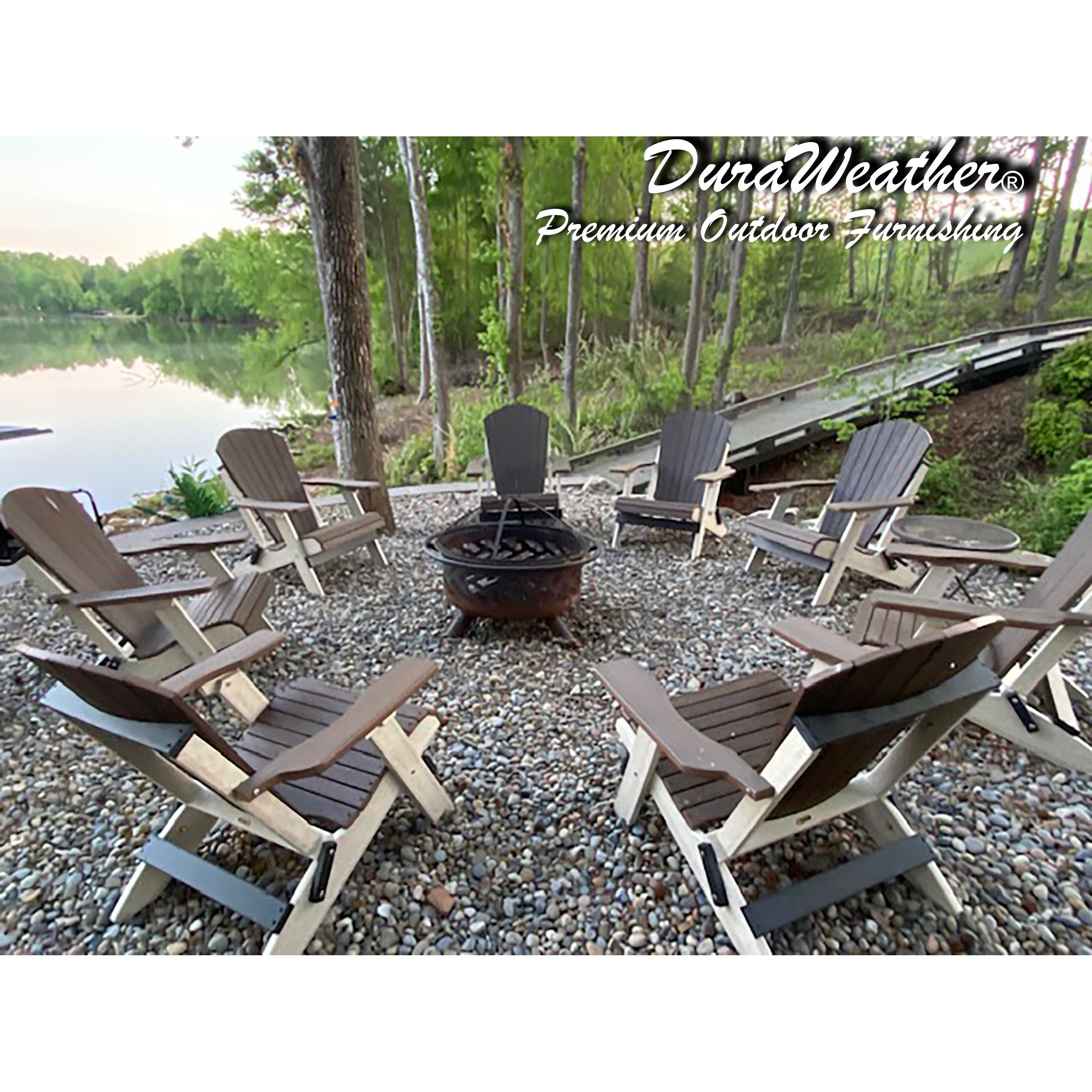 DuraWeather Poly&reg; King Size Folding Adirondack Chair - Exclusive Wood Grain Poly-resin