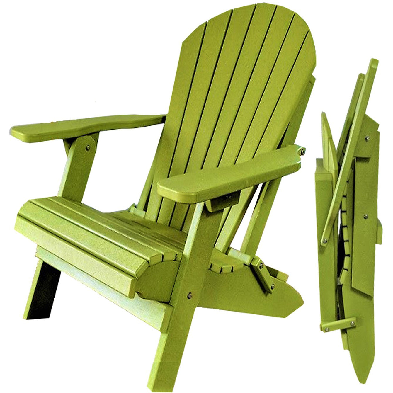 DuraWeather Poly&reg; King Size Folding Adirondack Chair - Exclusive Wood Grain Poly-resin