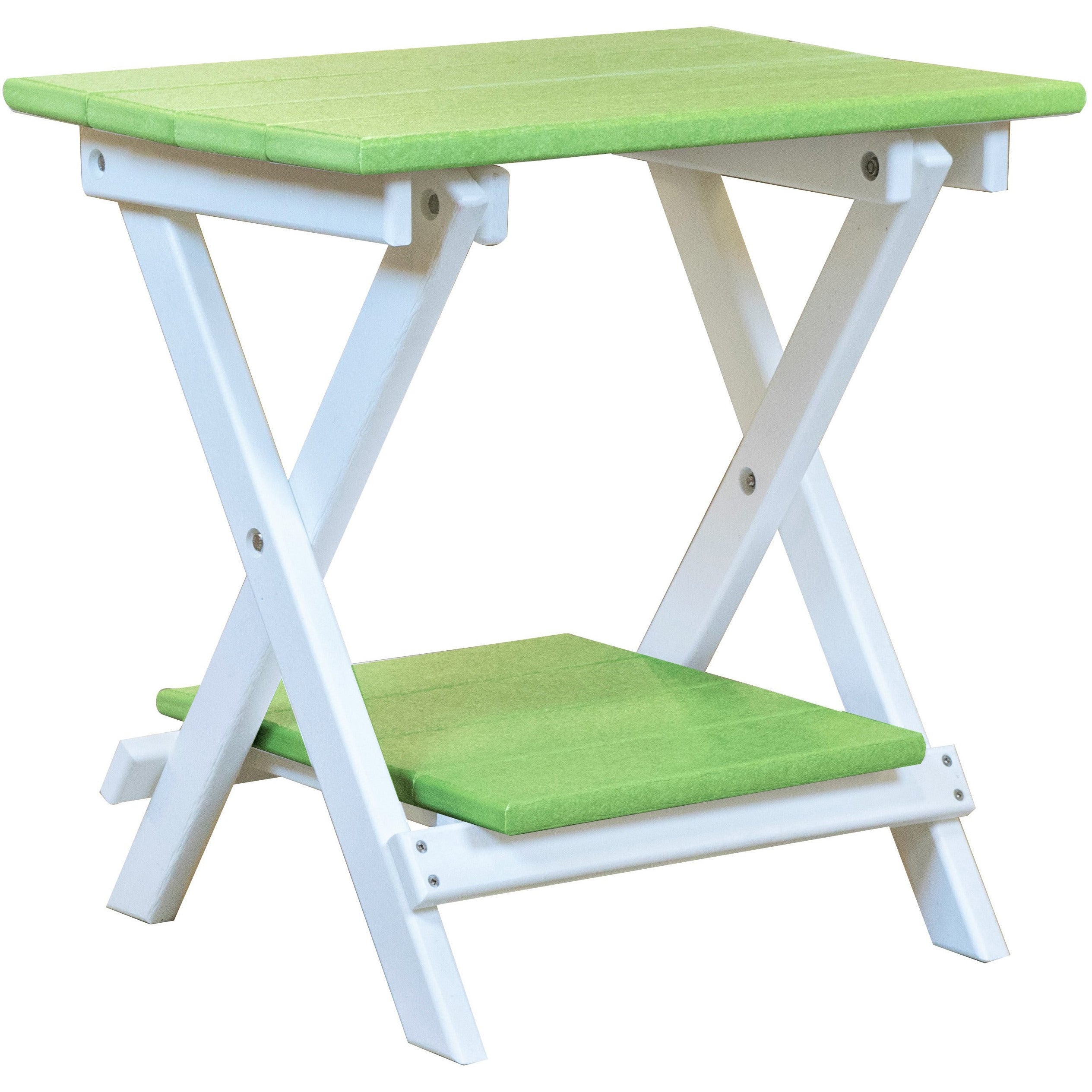 kiwi green on white duraweather folding end table with removeable serving tray all weather poly wood