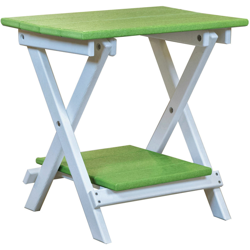 kiwi green on white duraweather folding end table with removeable serving tray all weather poly wood