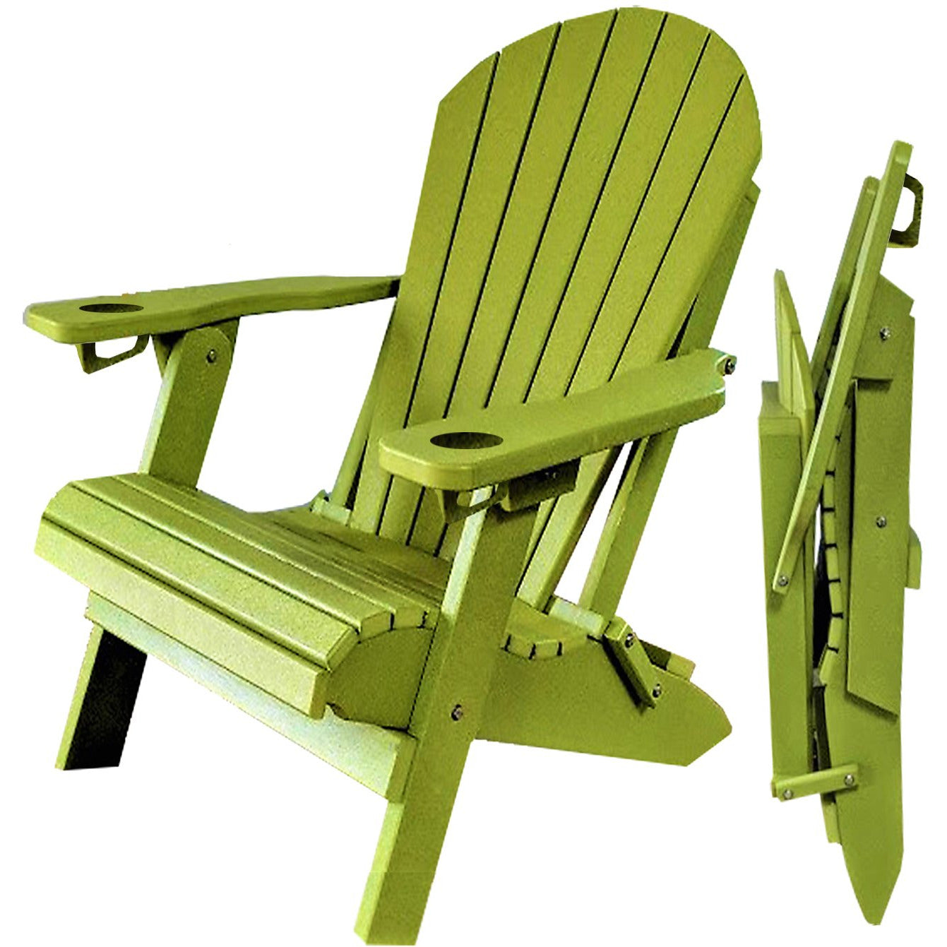 DURAWEATHER POLY® Folding Adirondack Chair With Built-in Cup Holders King-Size