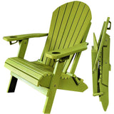 green polywood folding adirondack chair with built in cupholders