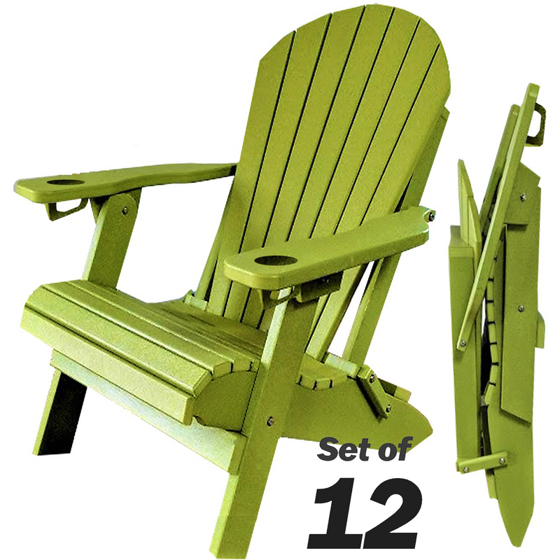 green polywood folding adirondack chair