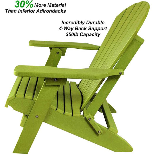 DuraWeather Poly&reg; King Size Folding Adirondack Chair (Kiwi Green)