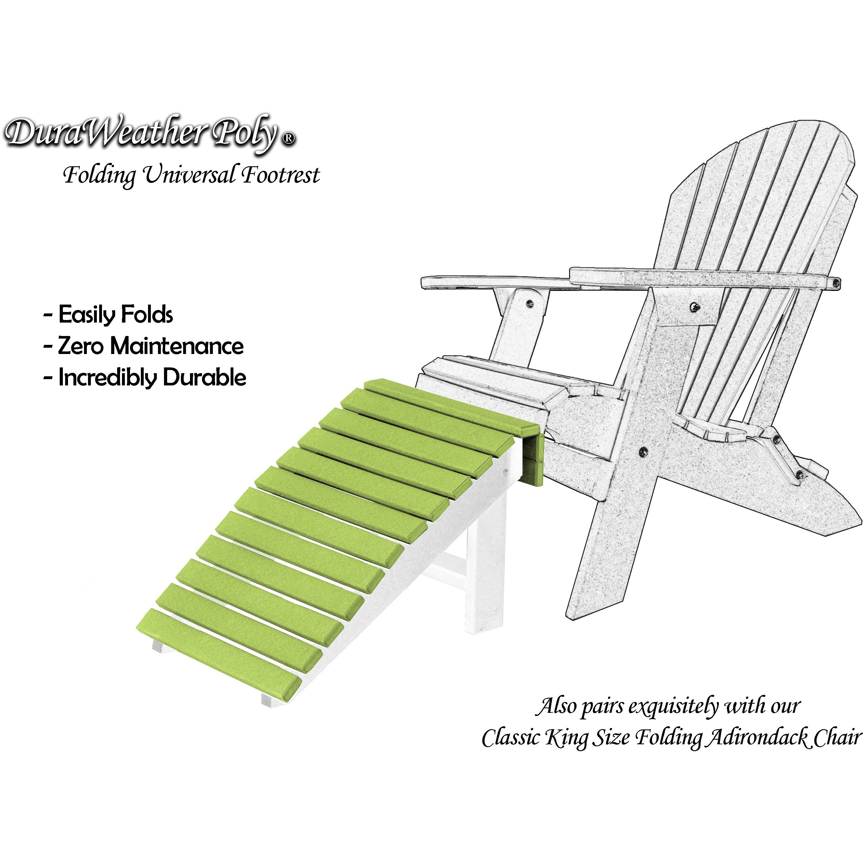 DuraWeather Poly&reg; Universal Folding Ottoman Footrest - Ships Fully Assembled