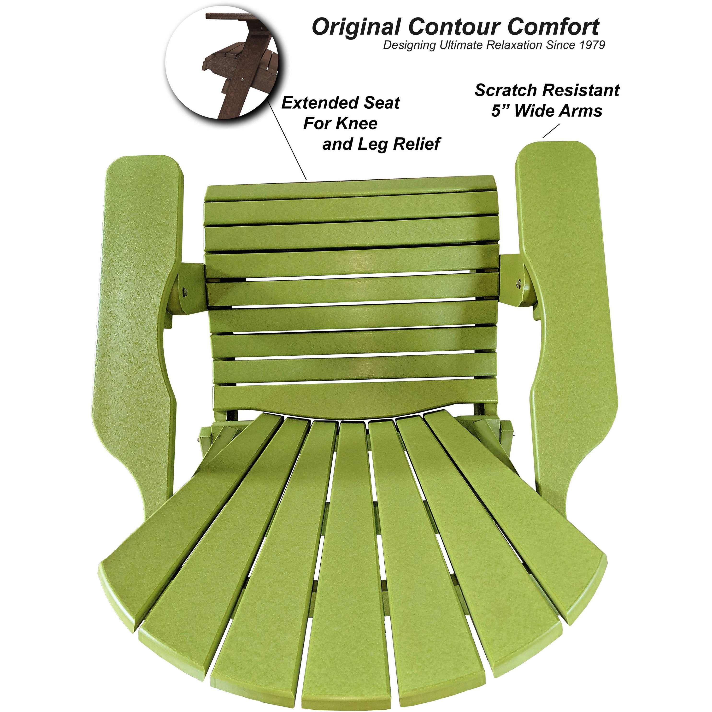 DuraWeather Poly&reg; King Size Folding Adirondack Chair (Kiwi Green)