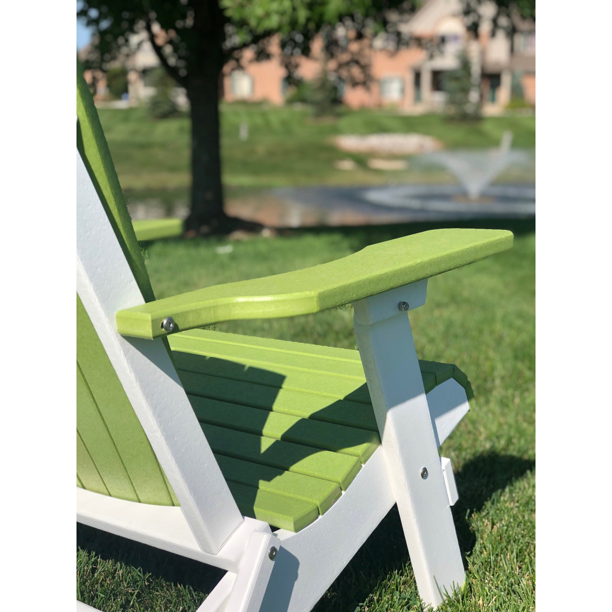 DuraWeather Poly&reg; King Size Folding Adirondack Chair - (Kiwi Green on White)