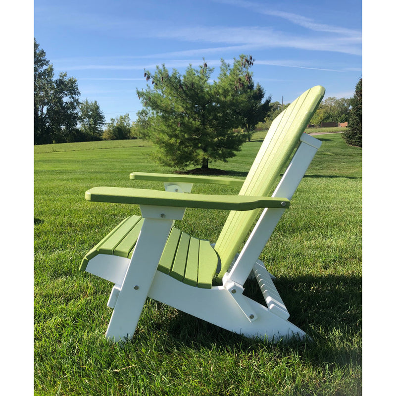 DuraWeather Poly&reg; King Size Folding Adirondack Chair - (Kiwi Green on White)