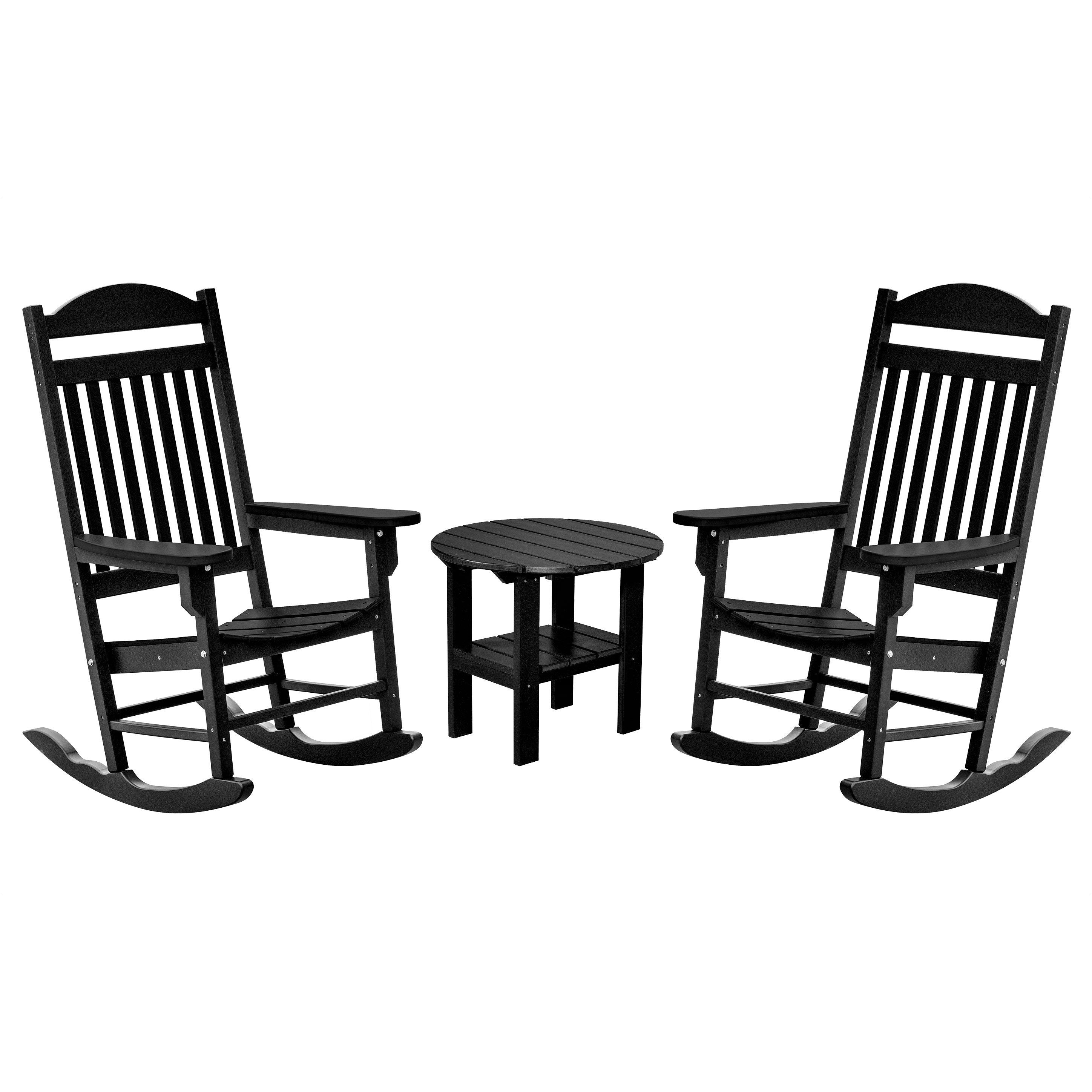 DURAWEATHER POLY® Set of 2 Mission Porch Rockers with Round Side Table