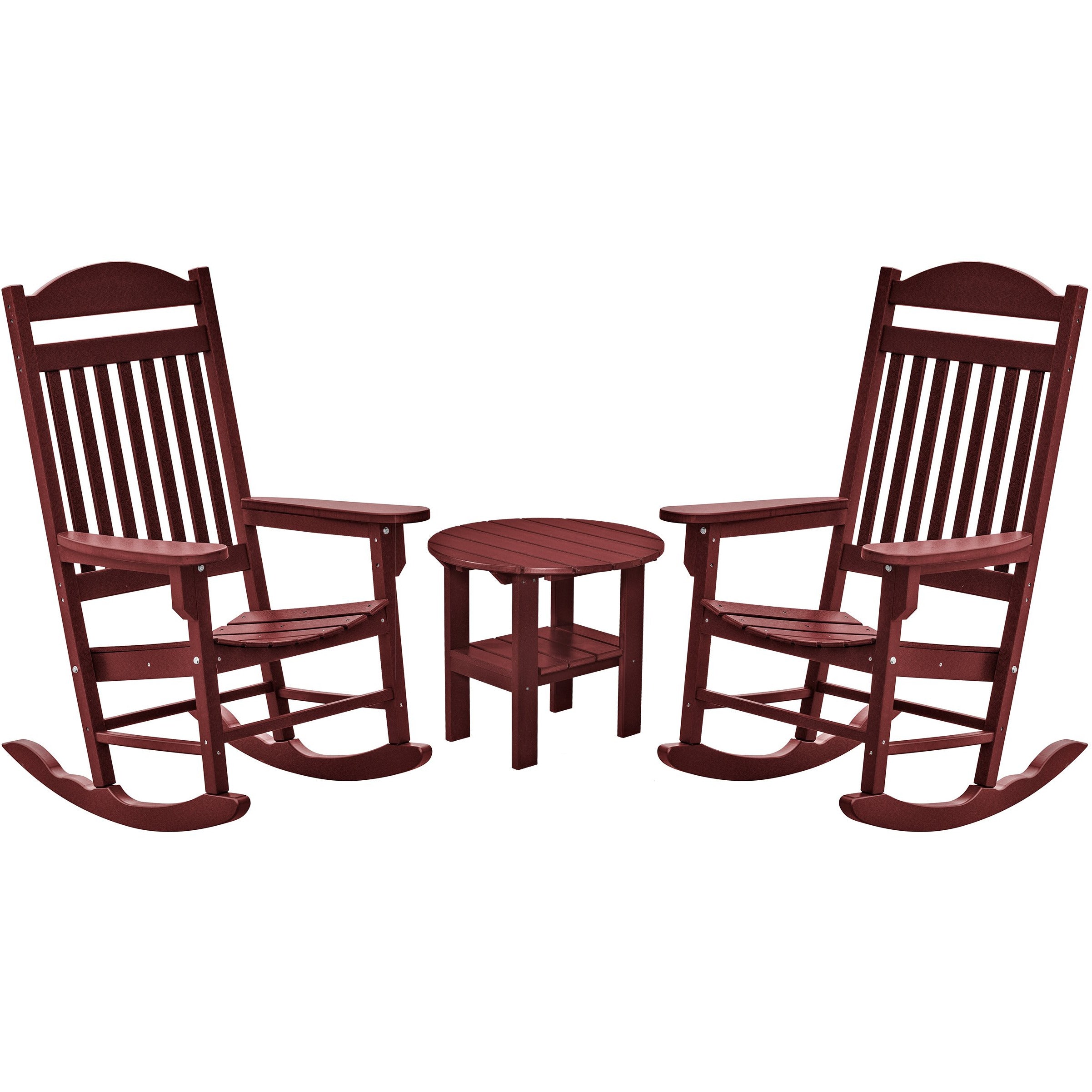 DURAWEATHER POLY® Set of 2 Mission Porch Rockers with Round Side Table