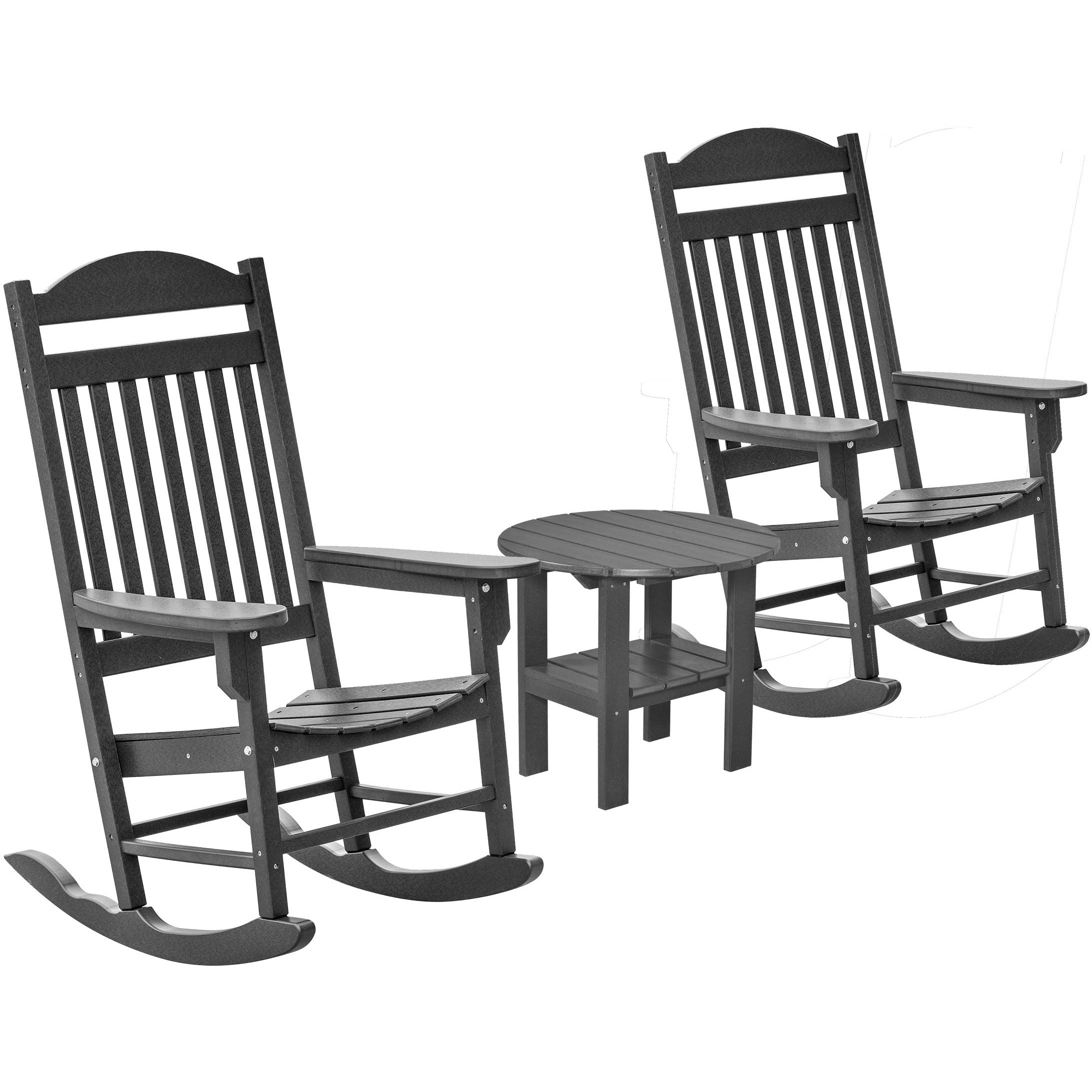 DURAWEATHER POLY® Set of 2 Mission Porch Rockers with Round Side Table