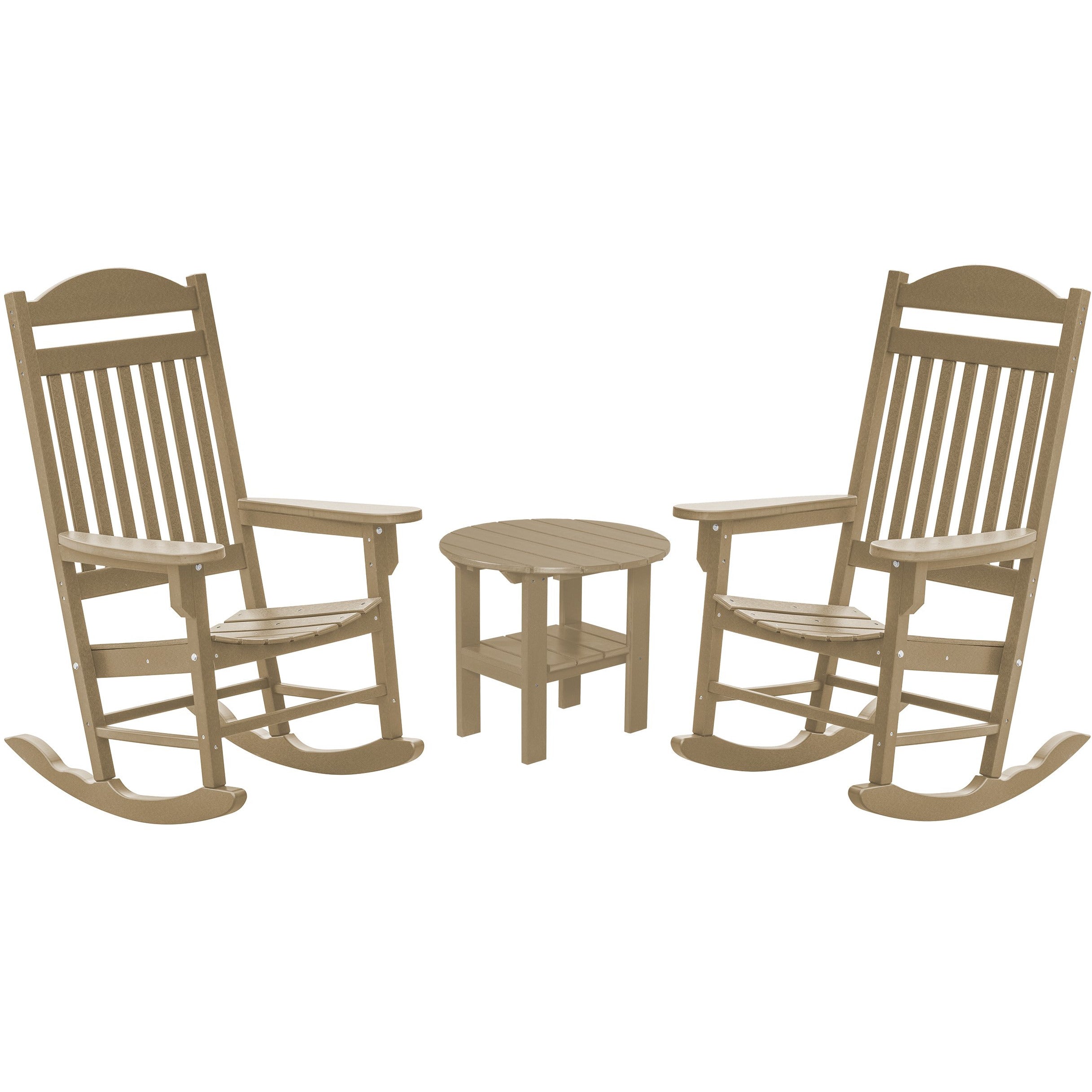 DURAWEATHER POLY® Set of 2 Mission Porch Rockers with Round Side Table